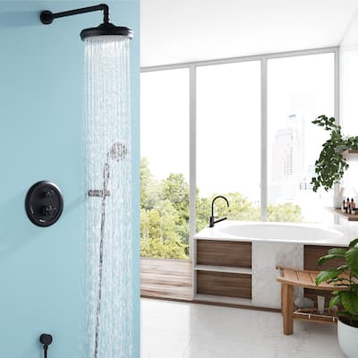 2-Handle 3-Spray Patterns Solid Brass Shower System (Valve Included)
