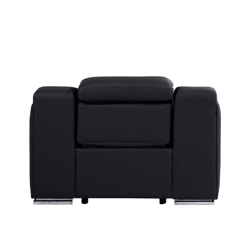 HomeRoots 41" Black Italian Leather Wall Hugger Recliner With USB