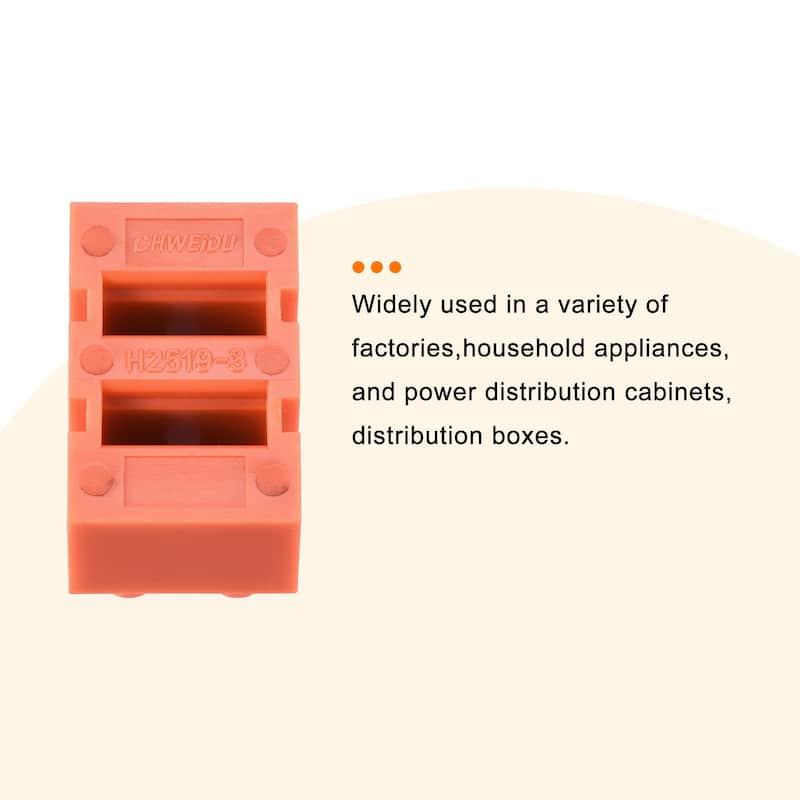 Terminal Block 600V 36A Dual Row 3 Positions Screw Electric Barrier Strip 7 Pcs - Orange