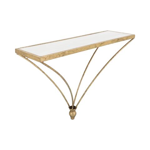 Metal, wood, 12"h Nabla Wall Self, White, gold 12.0"H - 16.0" x 5.0" x 12.0"