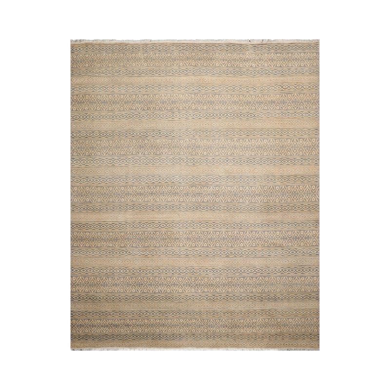 Beige Tibetan Wool Oriental Rug Contemporary Hand Knotted 250 KPSI - 8' x 10'
