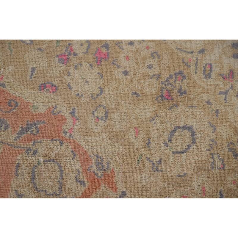Hand Knotted Oriental 100% Wool Carpet Traditional Floral Coral Mashad Area Rug - 12' 7'' X 9' 3''