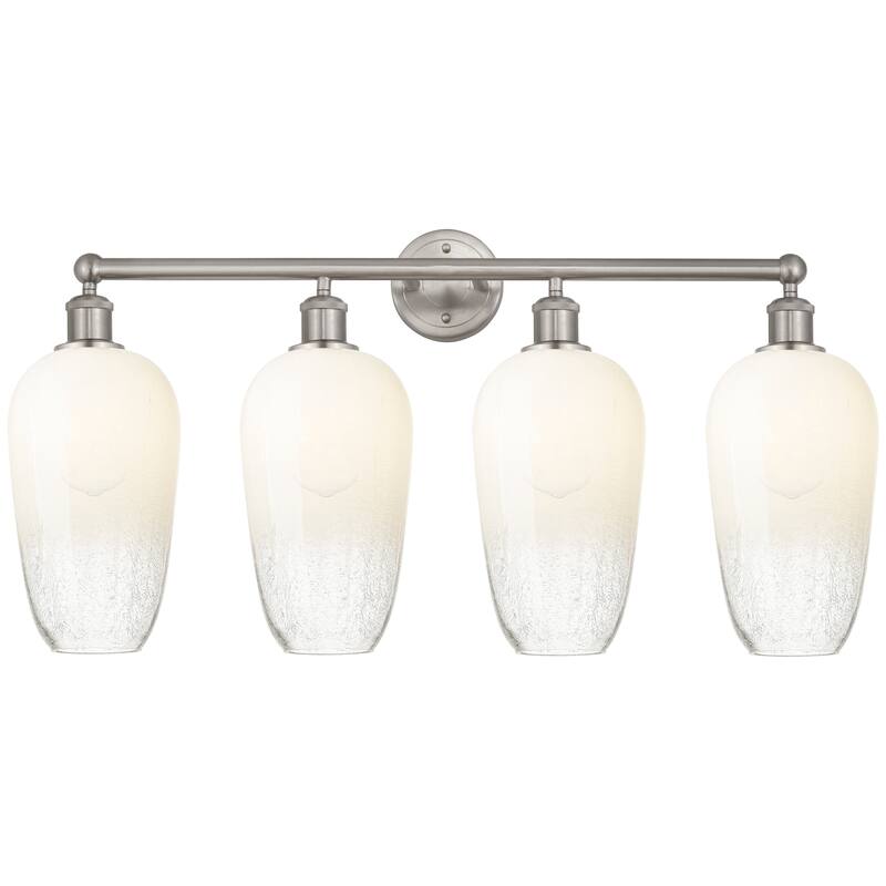 Innovations Lighting Endless Possibilities Edison - Brookhaven Flute - 4 Light 34" Bath Vanity Light - Brushed Satin Nickel/Opal