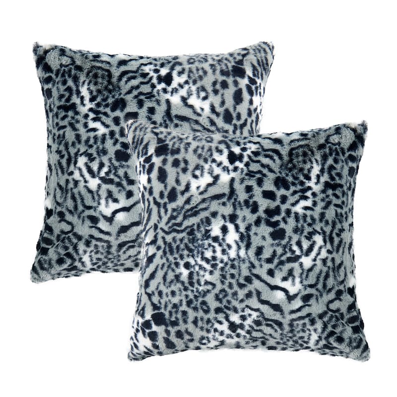 Decorative Printed fauxfur Throw Pillow Covers Set of 2, NO INSERT