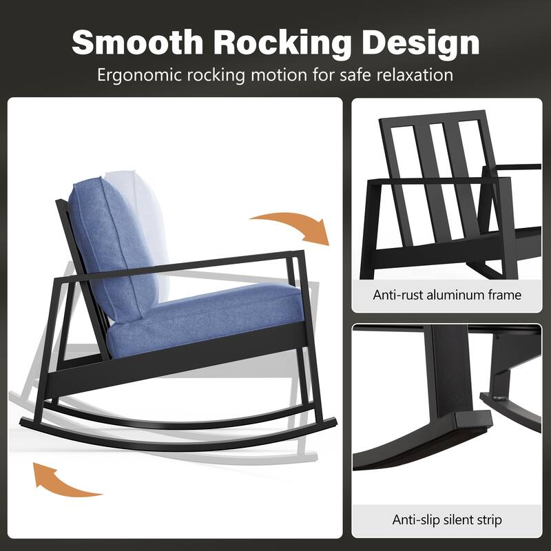 7-Piece Outdoor Sofa Seating Group With Rocking Chairs And Coffee Table