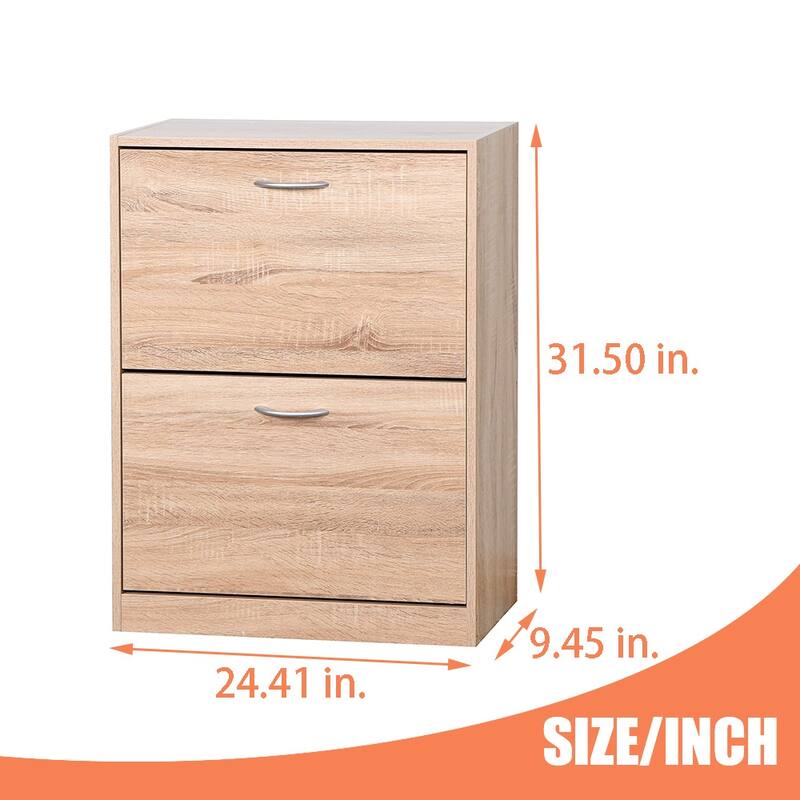 Freestanding Shoe Storage Cabinet for Entryway, Shoe Rack with 2 Flip Doors