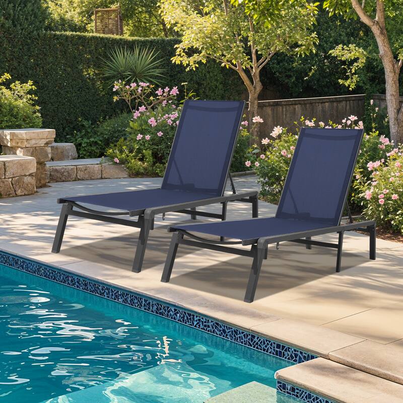 2-piece 5-Position Reclining Folding Lounge Chair – Adjustable Backrest & Portable Relaxation