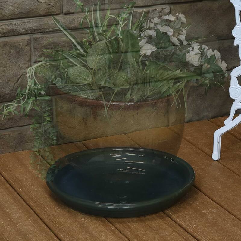 Sunnydaze Set of 2 Glazed Ceramic Planter Saucers - 12"