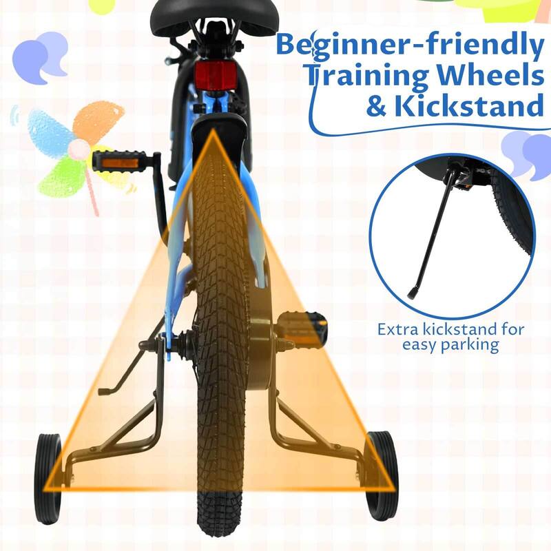 Costway 14" Kids Bike with Removable Training Wheels Adjustable Seat & - See Details