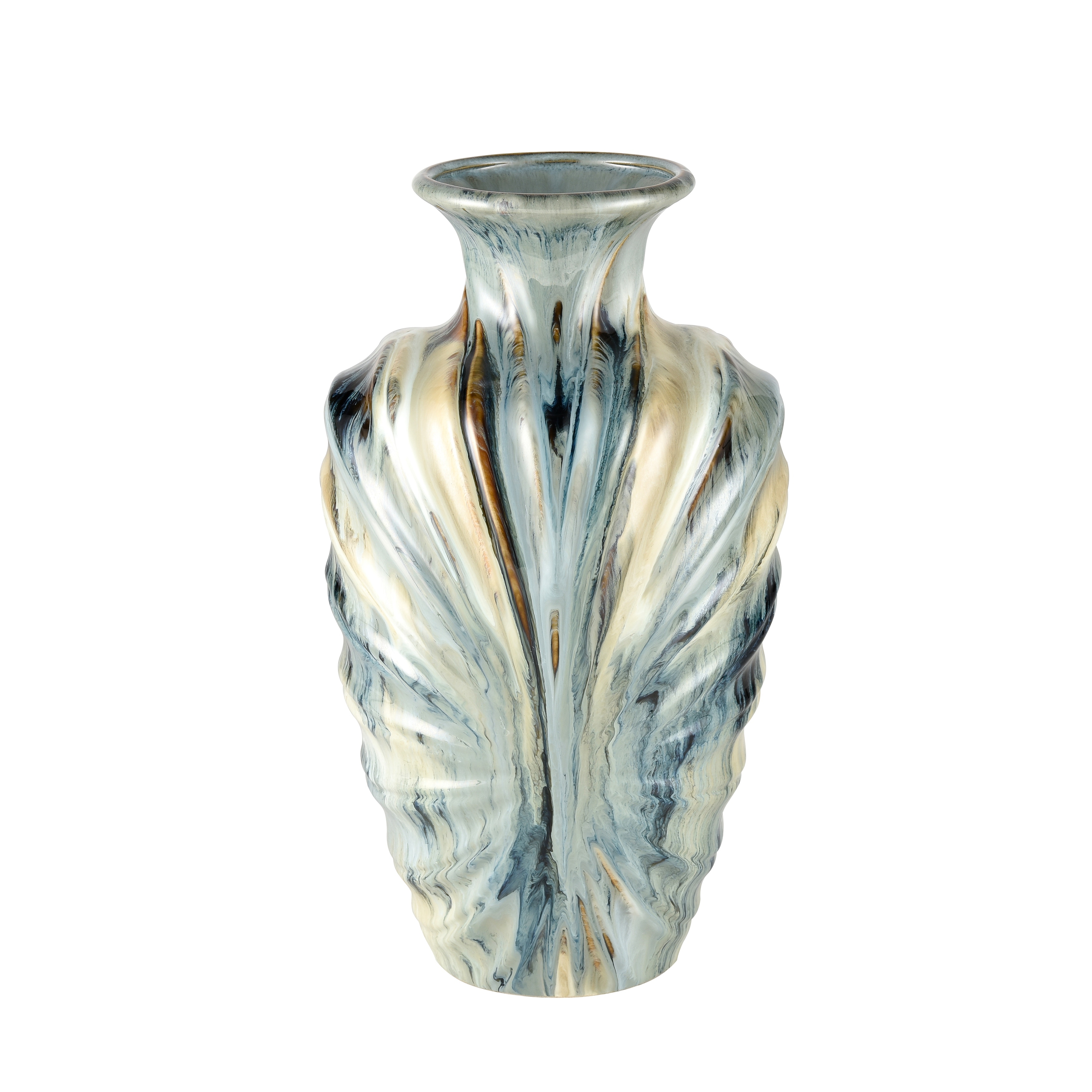 Atlas Kelly Blue and Beige Textured Vase
