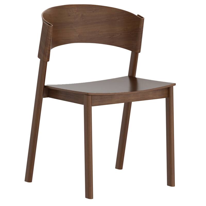 Mid-Century Modern Solid Wood & Oak Veneer Dining Chair, Set of 2 - Walnut