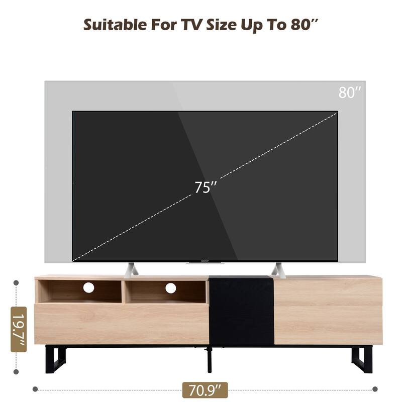 Chichoice Modern TV Stand for 80'' TVs with Double Storage Space, Media Console Table Entertainment Center for Living Rooms