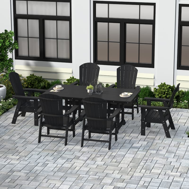 Altura 7-Piece Poly Eco-Friendly All Weather Outdoor Dining Set with Armchairs - Black