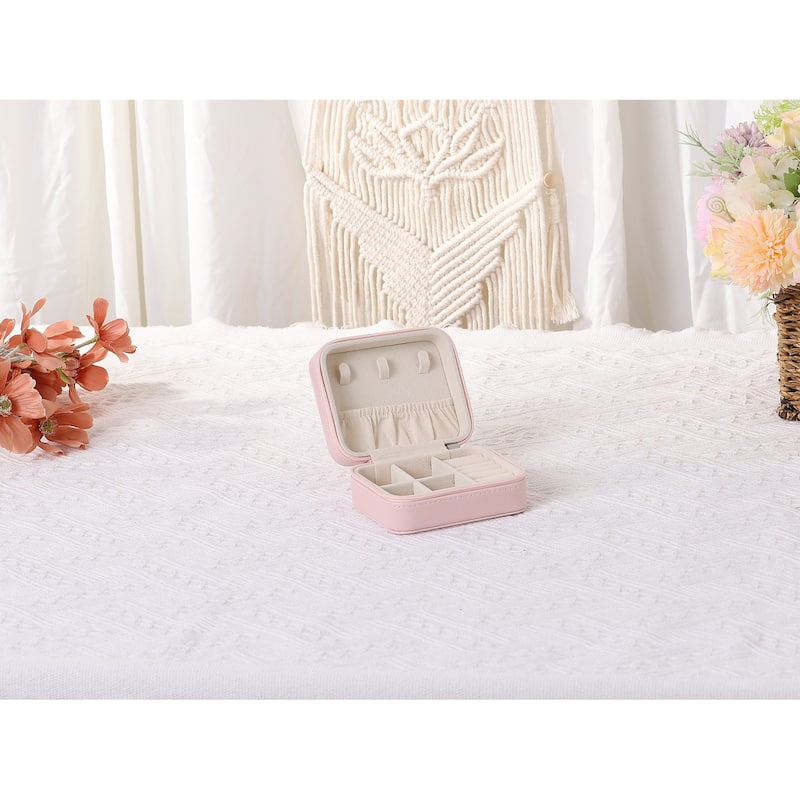 Travel Jewelry Box for Women's Birthday Gifts, Small Portable PU Leather Jewelry Organizer Case Storage Display Holder