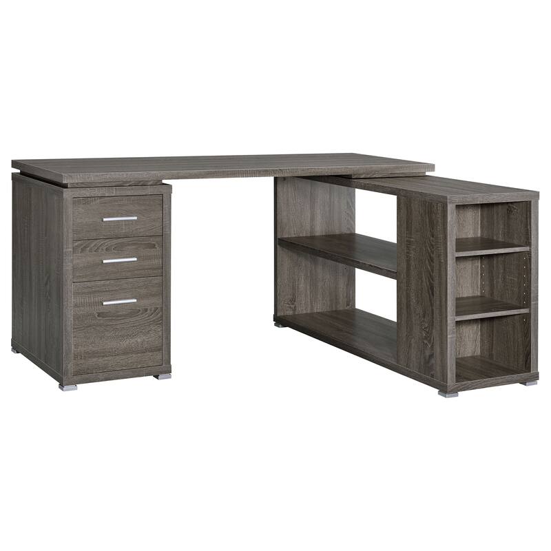 Yvette 60-inch 3-Drawer L-Shape Computer Desk - Weathered Grey
