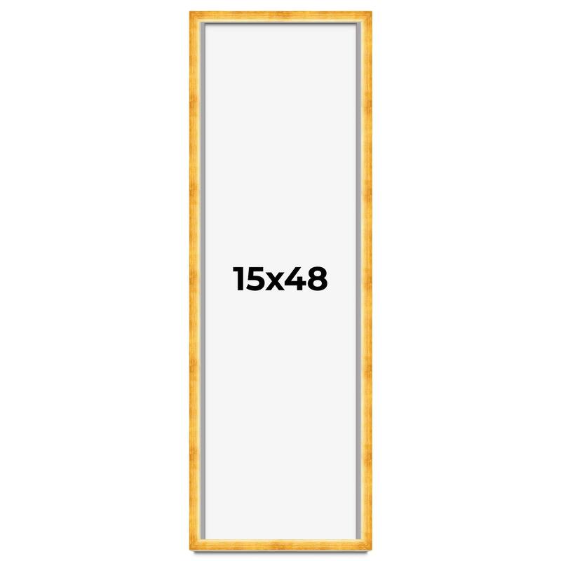 15x48 Shadow Box Frame Gold | 1.625 Inches Deep Real Wood Traditional