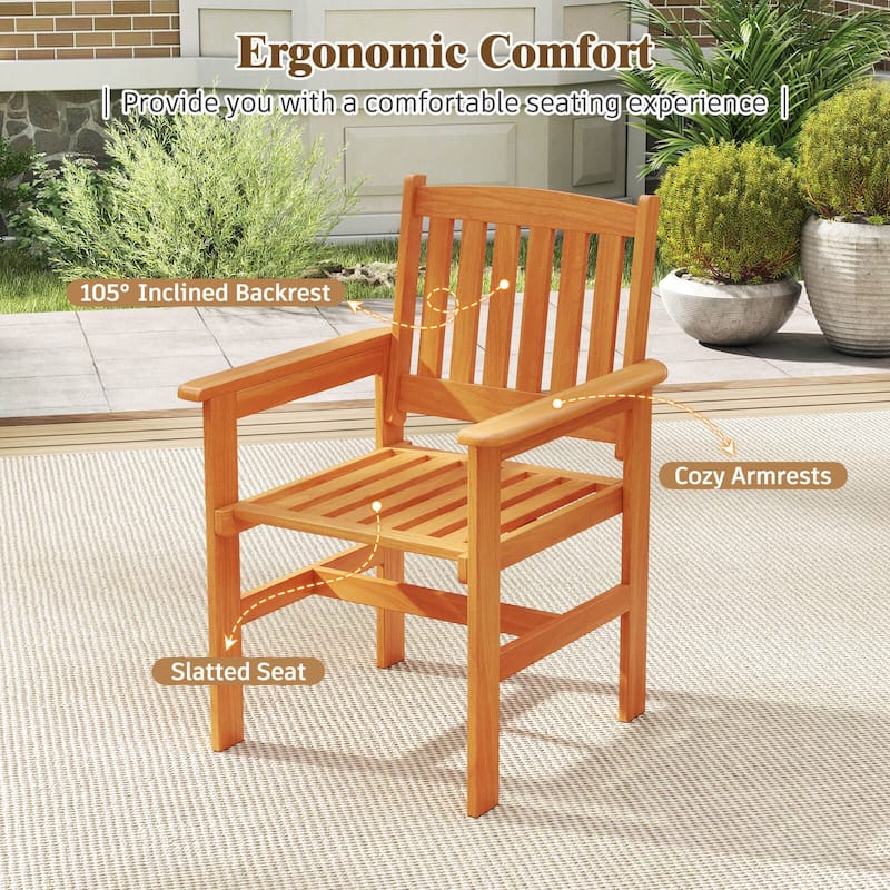 Costway 7 PCS Patio Wood Dining Table Set with 2” Umbrella Hole - See Details
