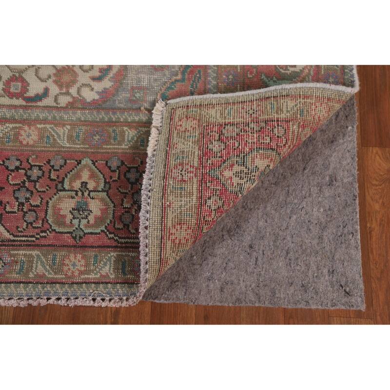 Hand Knotted Oriental 100% Wool Carpet Traditional Medallion Pink Tabriz Area Rug - 9' 6'' X 6' 3''