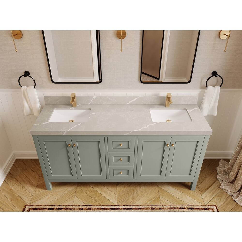 Willow Collections 72 in. W x 22 in. D Nashville Double Bowl Sink Bathroom Vanity with Countertop