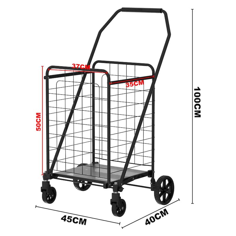 Shopping Cart with Shelf,Grocery Cart on Wheels
