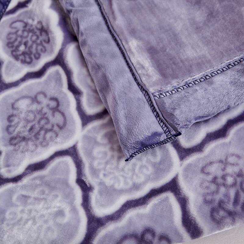 Reversible 10.5 Pounds Plush Fleece Blankets, 2 PLY A&B Design 87" x 95" Bed Blankets for Winter