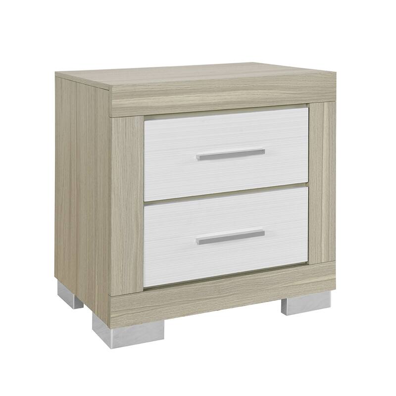 Two-Toned Nightstand with Spacious Drawers and Block Style Legs