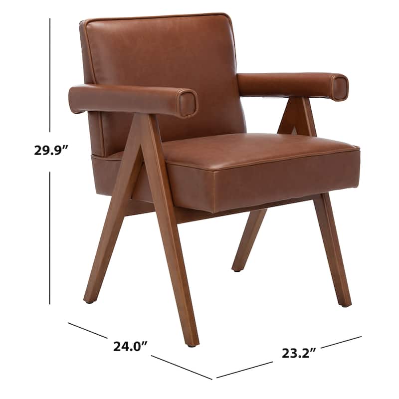 SAFAVIEH Suri Mid-Century Walnut Wood Arm Chair - 23.2" Wx 24" L x 29.9" H