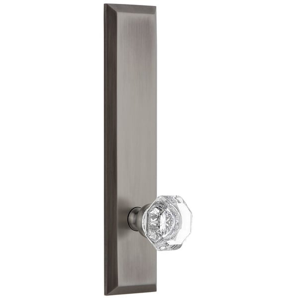 Grandeur FAVCHM_TP_SD_NA Fifth Avenue Solid Brass Rose Tall Plate Single Dummy Door Knob with Chambord Crystal Knob