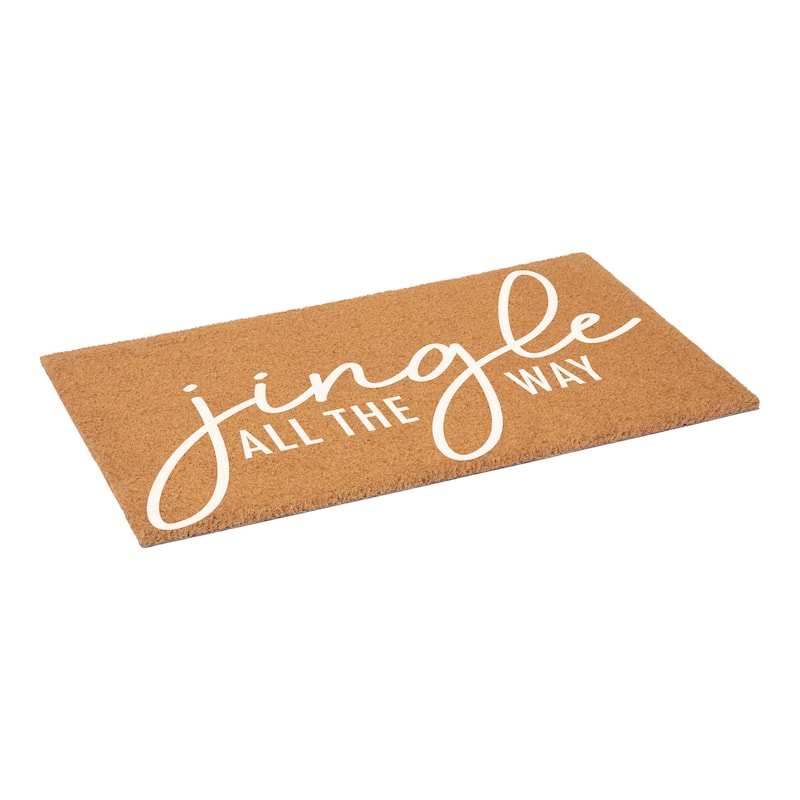 HomeRoots 24" X 36" Brown And White Christmas Outdoor Coir Door Mat - 24.00' X '36.00