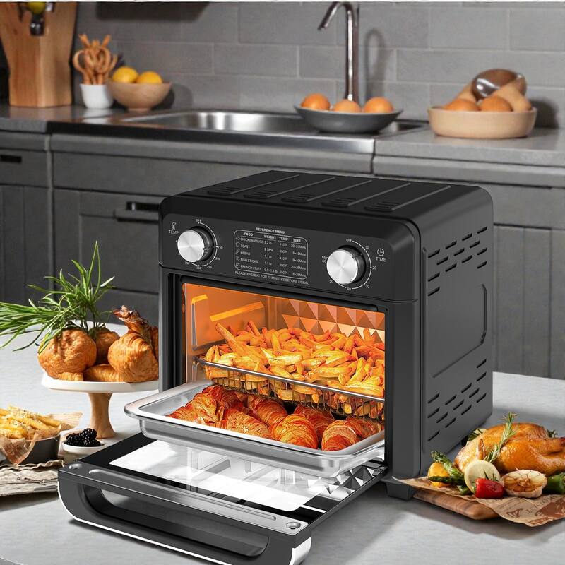 Compact Air Fryer Toaster Oven 11QT, Countertop 2 Slice Toaster Oven with Air Fry Bake Broil, 1000W