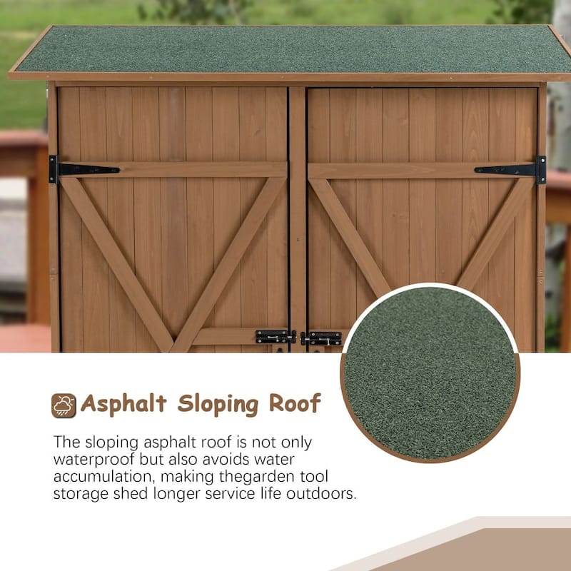 56"L x 19.5"W x 64"H Outdoor Storage Shed with Lockable Door, Wooden Tool Storage Shed