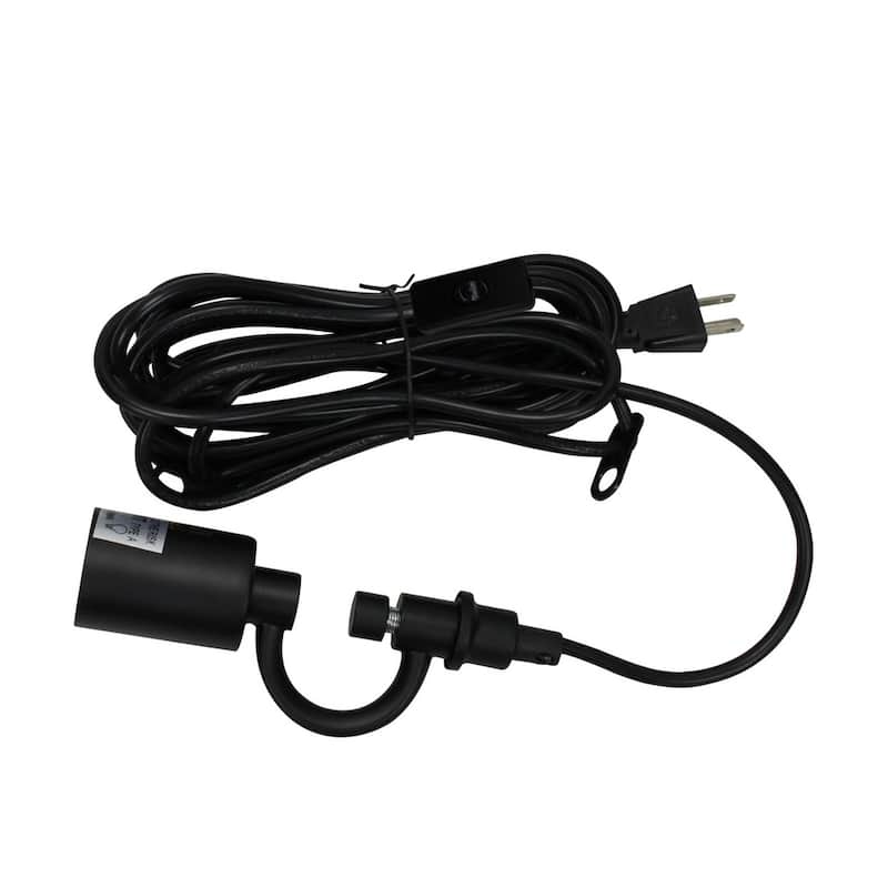 1 Light Swag Plug-In Pendant 18"w White Linen Shade, 17' Black Cord