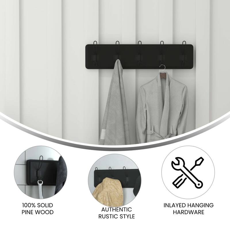 Wall Mounted Storage Rack with Upper Shelf and Storage Hooks