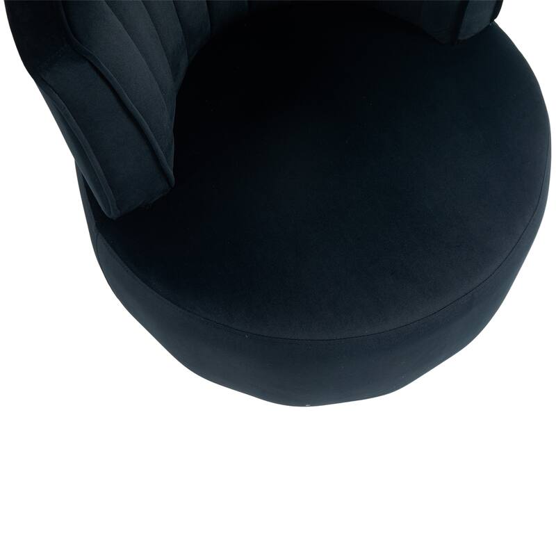 Velvet Swivel Accent Barrel Chair, Upholstered Comfy Single Sofa Chair, Round Armchairs with Wrap-around Barrel Dackrest