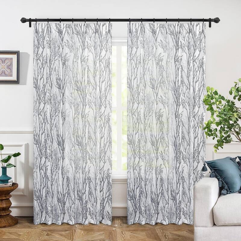 Tree Branch Grommet Window Curtain Panel