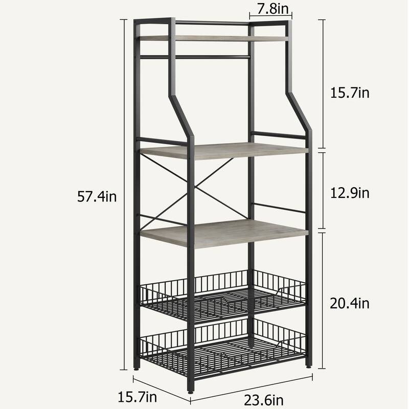 Kitchen Bakers Rack, Microwave Oven Stand with 2 Large Wire Basket