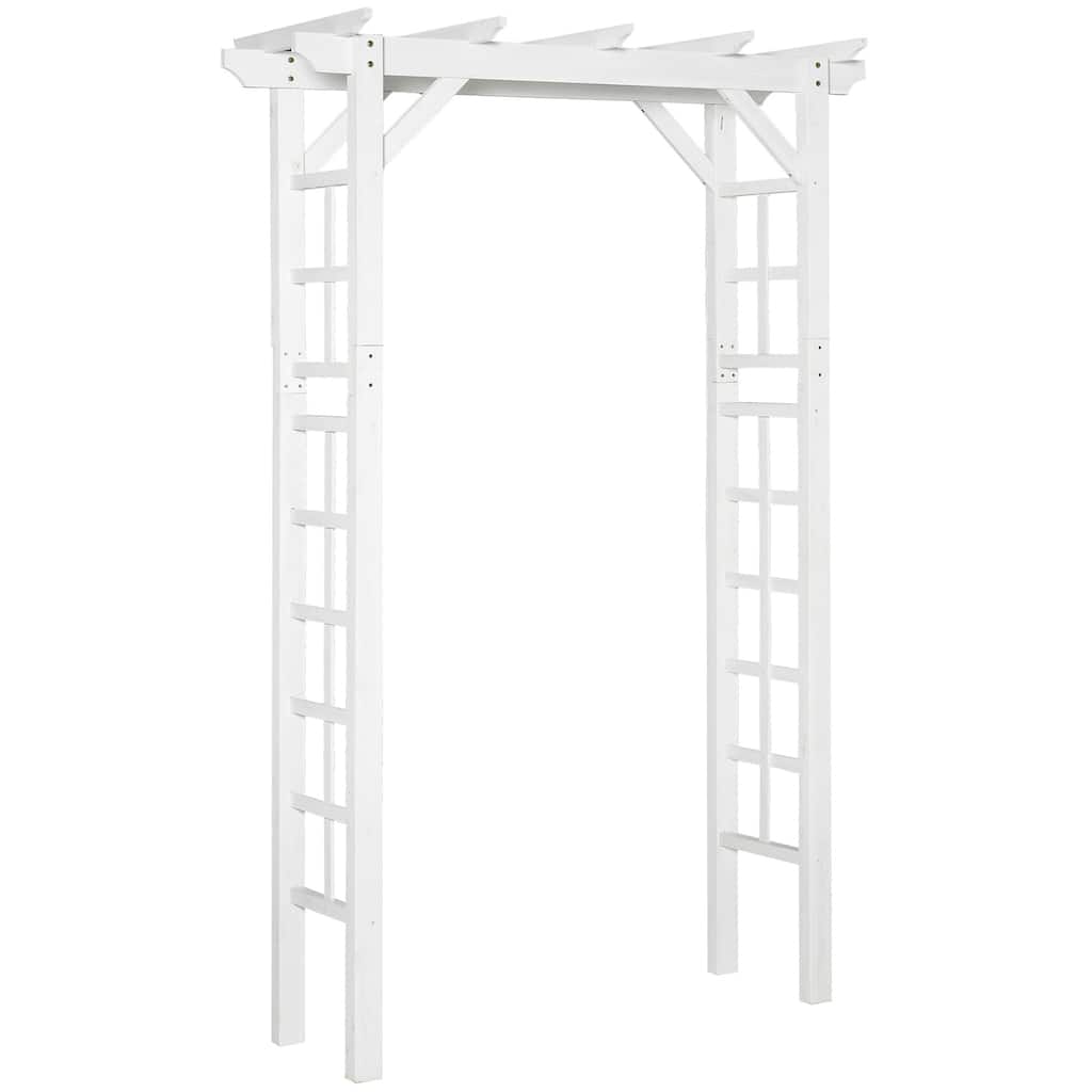 Outsunny 85" Wooden Garden Arbor for Wedding and Ceremony, Outdoor Garden Arch Trellis for Climbing Vines