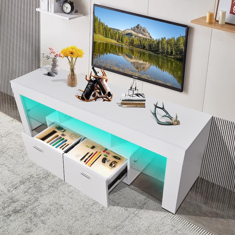 LED TV Stand Modern TV Stand with Storage Entertainment Center With