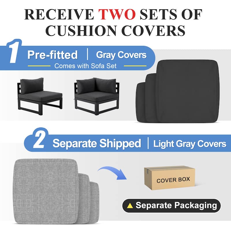 FINCATI Aluminum Outdoor Patio Furniture Conversation Sectional Sofa Set