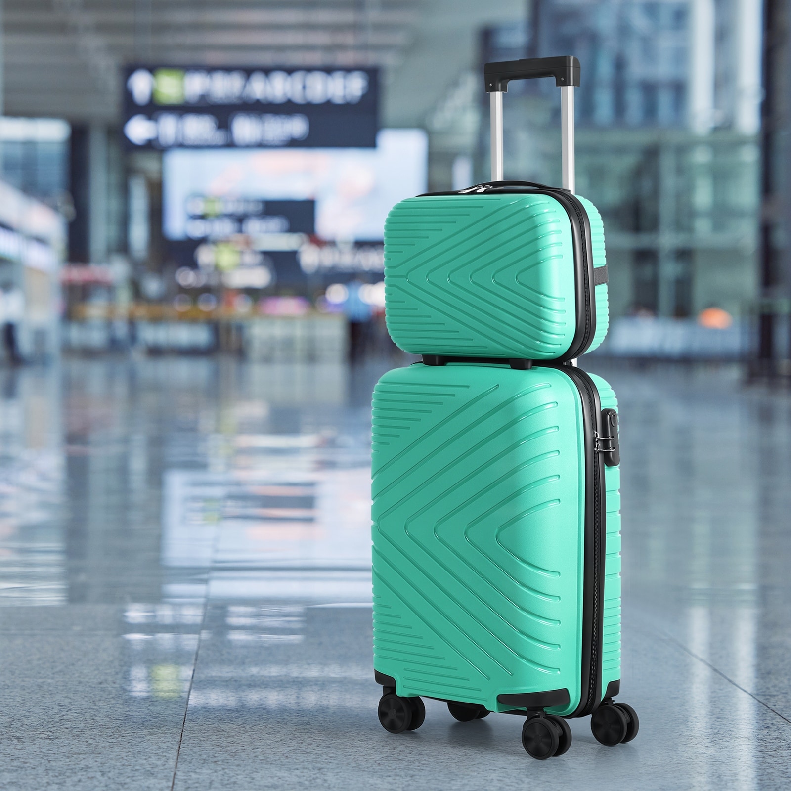 Carry On Luggage 2 Piece Set, PP, Triangle Pattern