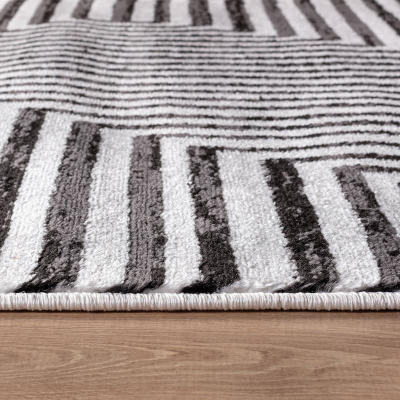 Cream Black Modern Maze Stylish and Durable Area Rug