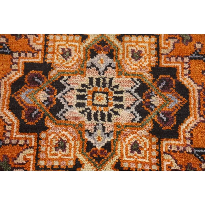 Hand Knotted Oriental 100% Wool Carpet Traditional Medallion Oranges & Rust Heriz (serapi) Area Rug - 5' 1'' X 3' 1''
