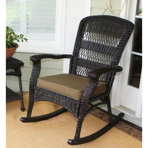 Portside Dark Roast Outdoor Rocking Chair with Cushion