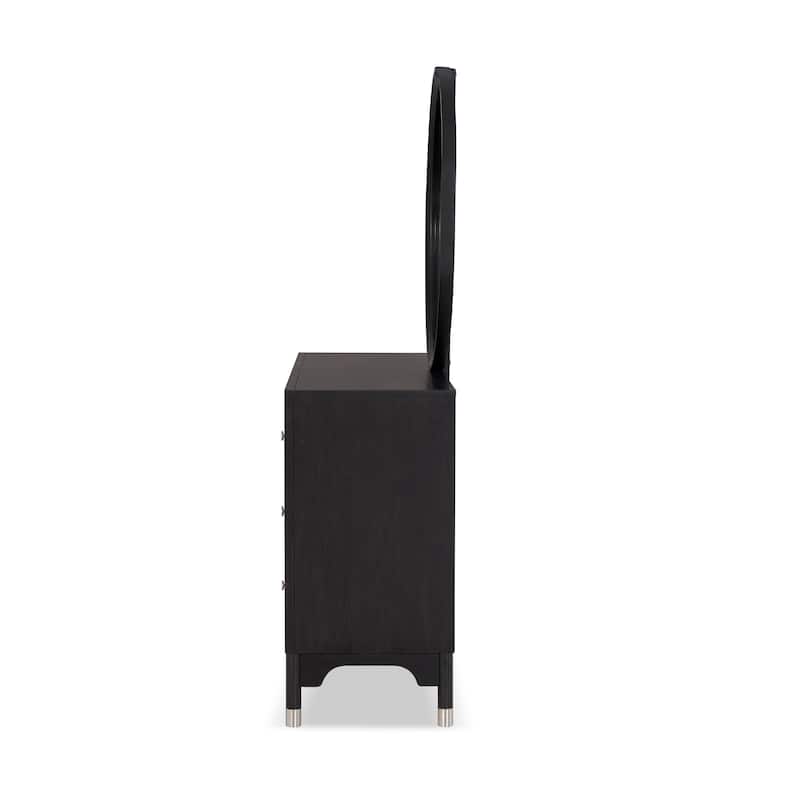 Furniture of America Forma Mid-Century Modern 2-piece Black Solid Wood Dresser and Mirror Set