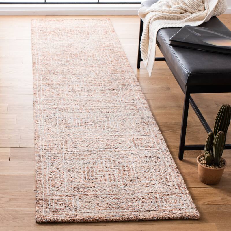 SAFAVIEH Handmade Capri Virjiniya Modern Wool Rug - 2'3" x 9' Runner - Brown/Beige
