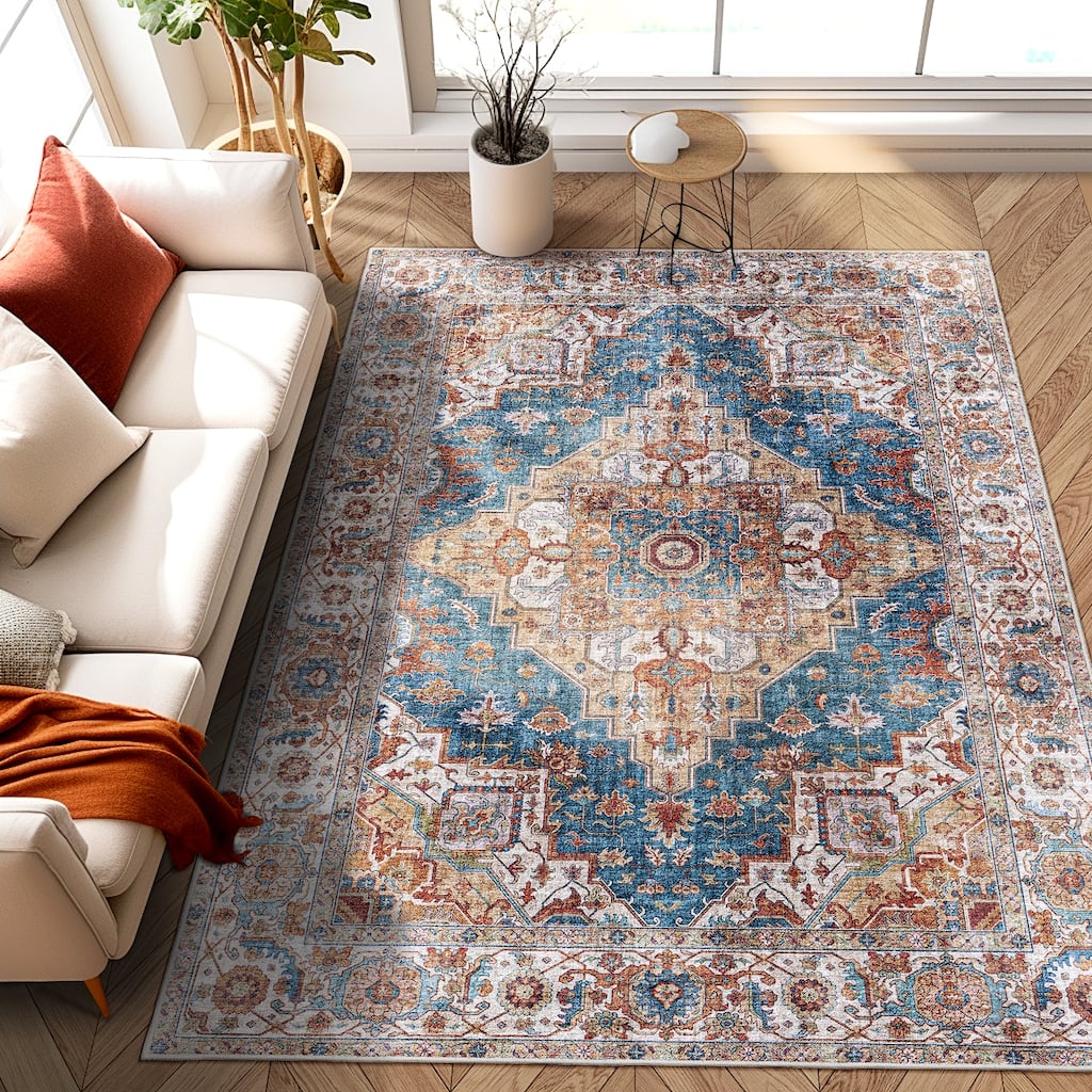 Machine Washable Vintage Bohemia 5'x7' Area Rug