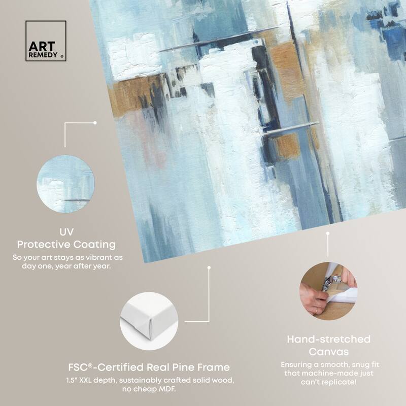 Art Remedy House Of Lines Ii Gallery Wrapped Blue Abstract 1 Piece Canvas Wall Art