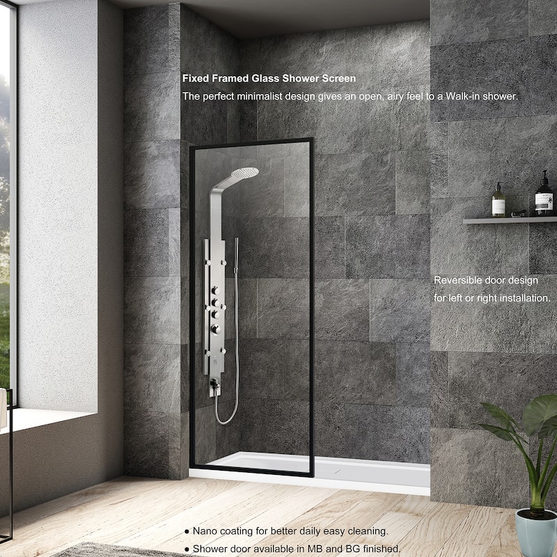 Arcos 34" W x 74" H Framed Fixed Glass Panel