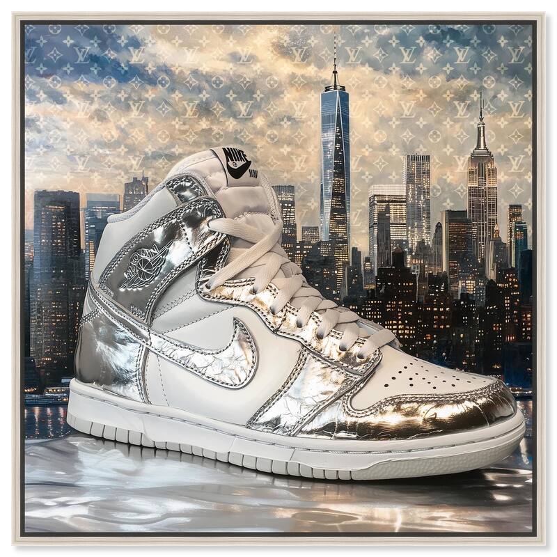 NYC Metallic Sneaker Canvas by Art Remedy - Silver - 16" x 16"