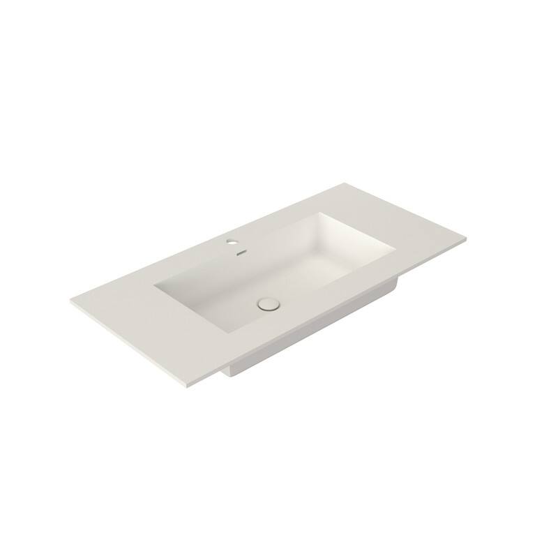 MEDUNJESS 39" Bathroom Sink Solid Surface Bathroom Vessel Sink - 40''